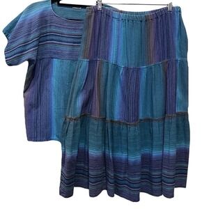 Green Tree Trading Margaret Fischer Handwoven Cotton 2 Pc Set Tiered Skirt & Top